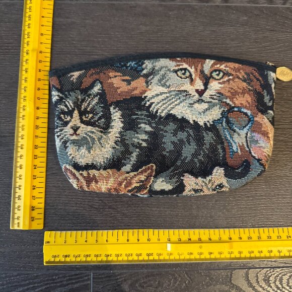 vintage Maggi B Tapestry Cats Zippered lined pouch - Picture 3 of 12